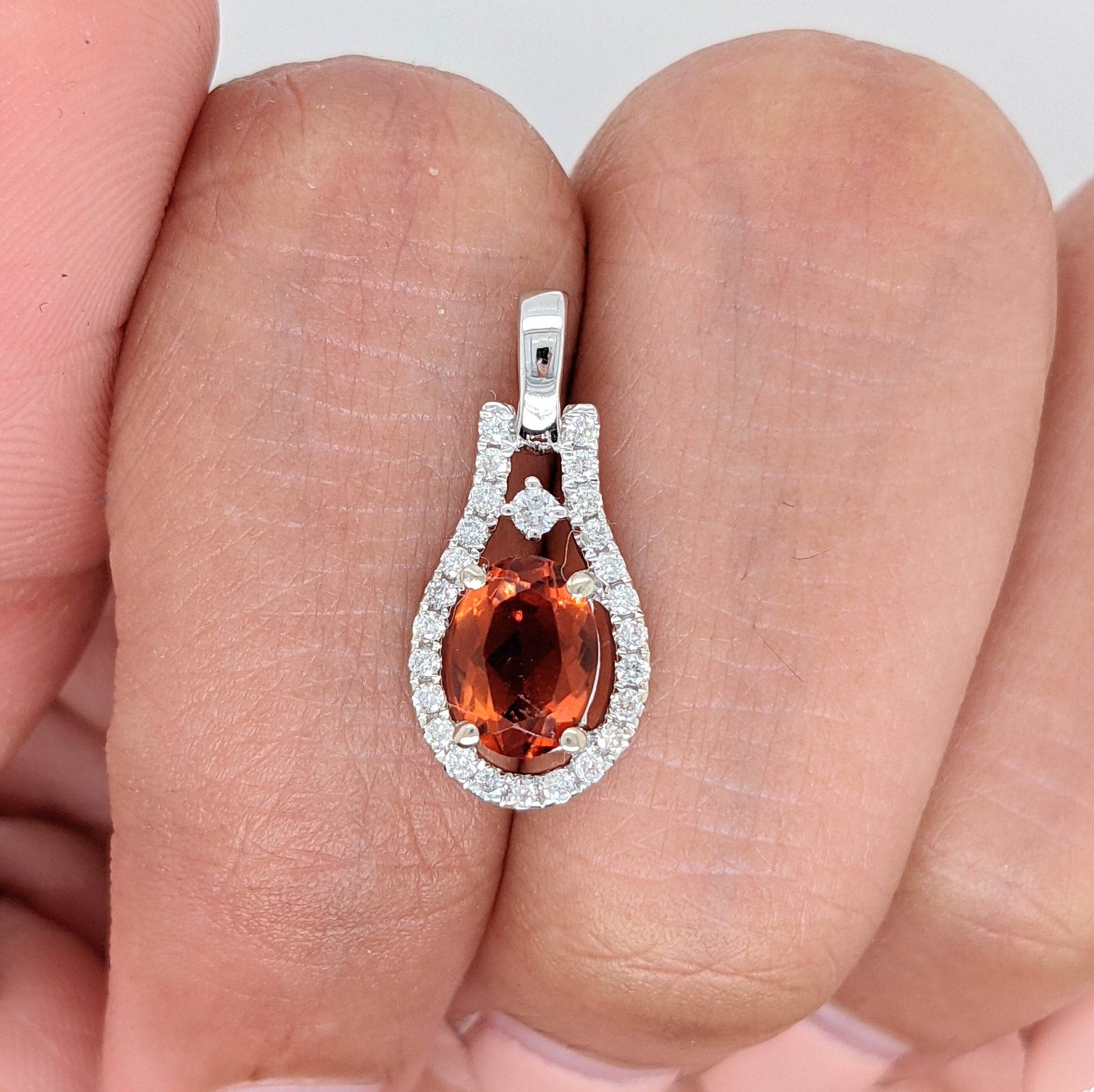 Pendants-Pendant Semi Mount with Diamond Detail | Oval 6x4mm 7x5mm 8x6mm | Solid 14k Yellow, White Gold or Rose Gold | Custom Cast Gemstone - NNJGemstones