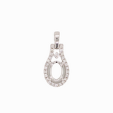 Dainty Pendant Setting w Earth Mined Diamond Accents in 14K Solid Gold | Oval | Customizable