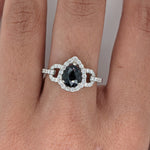 Statement Rings-Statement Ring Setting W Natural Diamond Halo in 14K Solid Gold | Engagement Ring Setting | PR 6x4 7x5 8x6 9x7 10x7 10x8 11x8 | Customizable - NNJGemstones