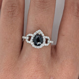 Statement Rings-Statement Ring Setting W Natural Diamond Halo in 14K Solid Gold | Engagement Ring Setting | PR 6x4 7x5 8x6 9x7 10x7 10x8 11x8 | Customizable - NNJGemstones