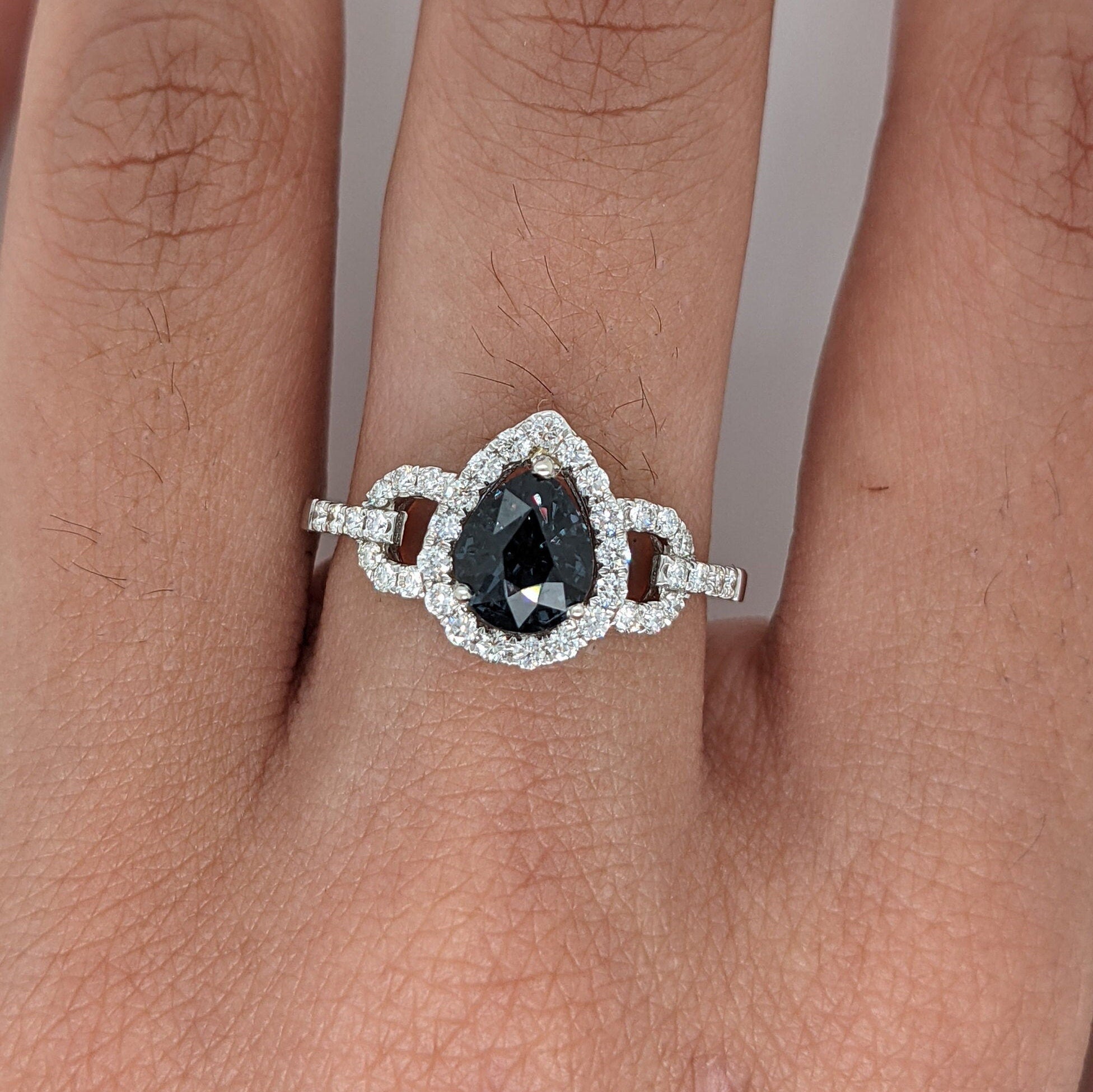 Statement Rings-Statement Ring Setting W Natural Diamond Halo in 14K Solid Gold | Engagement Ring Setting | PR 6x4 7x5 8x6 9x7 10x7 10x8 11x8 | Customizable - NNJGemstones