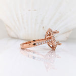 Engagement Rings-Stunning Engagement Ring Semi-Mount in 14k Gold with Diamond Halo | Art Deco | Cushion Asscher Radiant 9mm | Double Prong | Custom Sizes - NNJGemstones