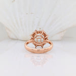 Engagement Rings-Stunning Engagement Ring Semi-Mount in 14k Gold with Diamond Halo | Art Deco | Cushion Asscher Radiant 9mm | Double Prong | Custom Sizes - NNJGemstones