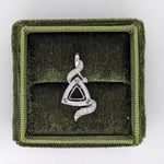 Pendants-Twisting Asymmetrical Pendant Setting W Natural Diamond Accents & Milgrain Details in 14K Solid Gold | Trillion 8mm 9mm 12mm | Customizable - NNJGemstones