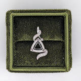 Pendants-Twisting Asymmetrical Pendant Setting W Natural Diamond Accents & Milgrain Details in 14K Solid Gold | Trillion 8mm 9mm 12mm | Customizable - NNJGemstones