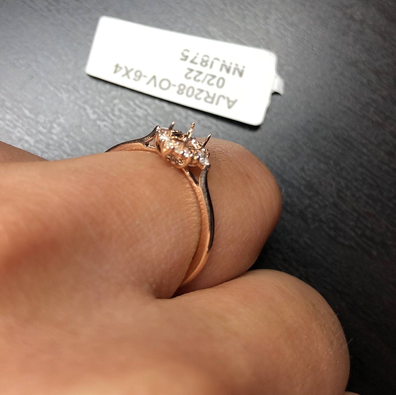 Statement Rings-Petite Ring Setting W Natural Diamond Halo in 14K Solid Gold | Oval Shape 5x3 6x4 7x5 | Daily Wear Jewelry | Promise Ring | Customizable - NNJGemstones