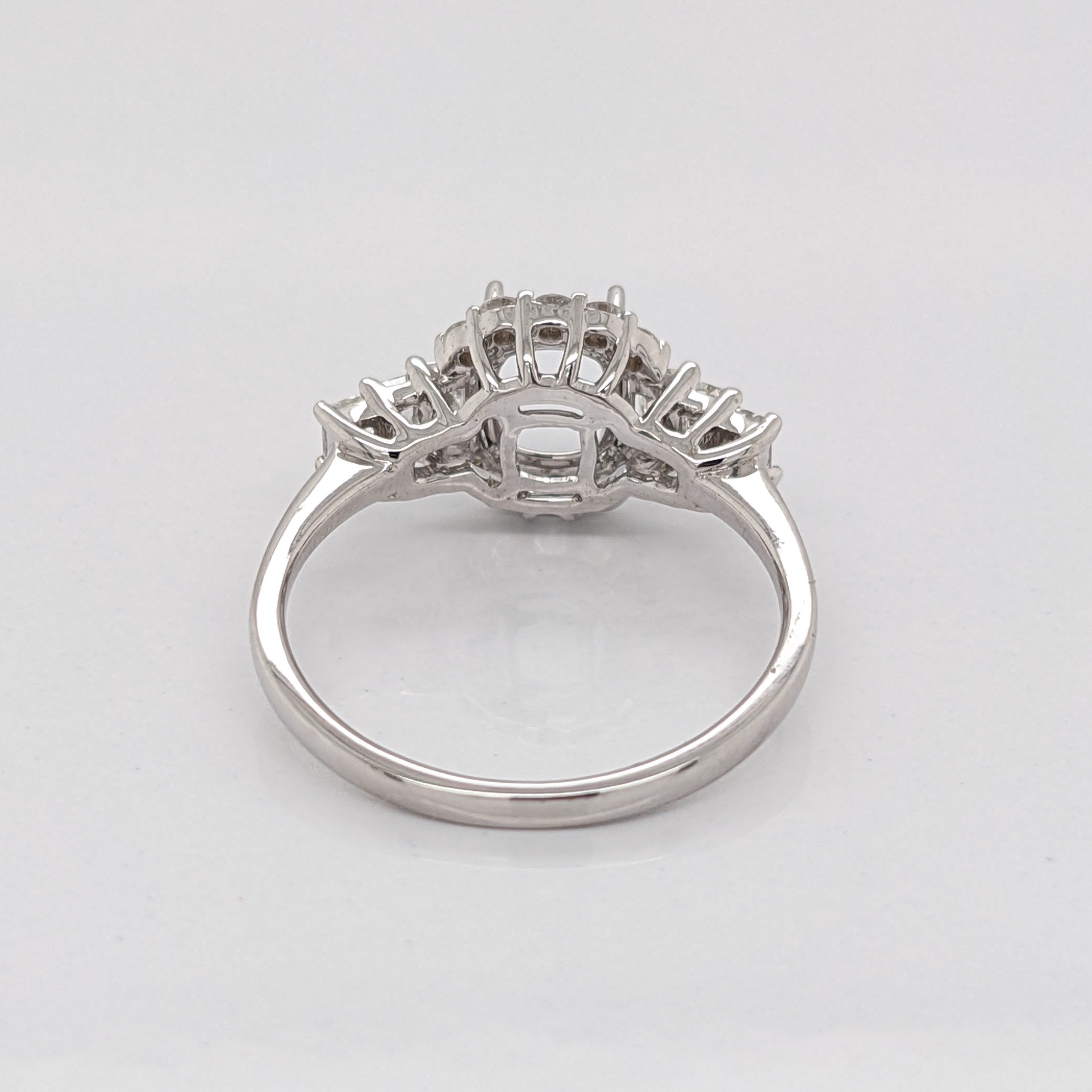 Engagement Rings-Fabulous Art Deco Ring Setting W Baguette and Round Natural Diamond Accents in 14K Solid Gold | Cushion Shape 5x3 6x4 7x5 | Customizable - NNJGemstones