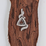 Pendants-Twisting Asymmetrical Pendant Setting W Natural Diamond Accents & Milgrain Details in 14K Solid Gold | Trillion 8mm 9mm 12mm | Customizable - NNJGemstones