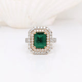 Antonia 14K Solid Gold Natural Diamonds Ring Setting | Emerald Cut | Customizable