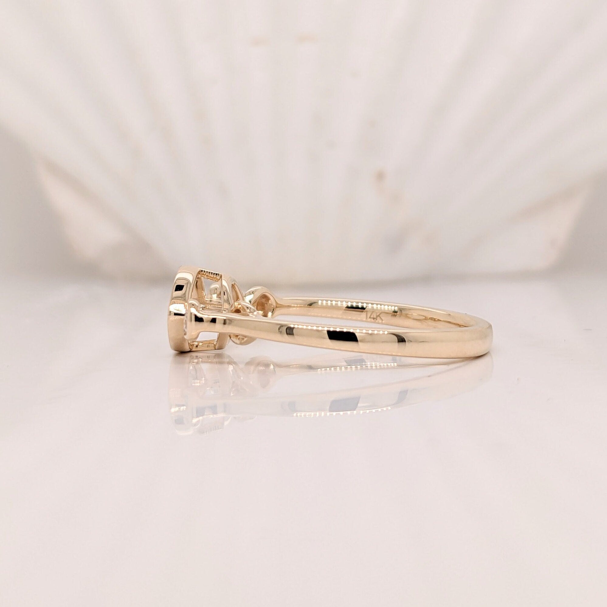Statement Rings-Bezel Set East West Ring Setting w Diamond Accents in 14K Solid Gold | Marquise Shape 7x5 8x6 9x7 | Minimalistic Ring | Customizable - NNJGemstones