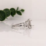 Statement Rings-Nature Inspired Leaf Vine Ring Setting w Natural Diamond Accents in 14K Solid Gold | Marquise 8x4 10x5 12x6 | Bypass Ring | Customizable - NNJGemstones