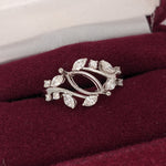 Statement Rings-Nature Inspired Leaf Vine Ring Setting w Natural Diamond Accents in 14K Solid Gold | Marquise 8x4 10x5 12x6 | Bypass Ring | Customizable - NNJGemstones