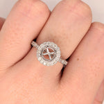 Statement Rings-Vintage Inspired Ring Setting w Natural Diamond Halo in 14K Solid Gold | Round 6.5mm 8mm | Gemstone Ring | Fine Jewelry | Customizable - NNJGemstones