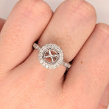 Statement Rings-Vintage Inspired Ring Setting w Natural Diamond Halo in 14K Solid Gold | Round 6.5mm 8mm | Gemstone Ring | Fine Jewelry | Customizable - NNJGemstones