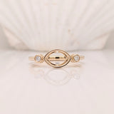 Statement Rings-Bezel Set East West Ring Setting w Diamond Accents in 14K Solid Gold | Marquise Shape 7x5 8x6 9x7 | Minimalistic Ring | Customizable - NNJGemstones