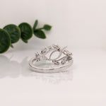 Statement Rings-Nature Inspired Leaf Vine Ring Setting w Natural Diamond Accents in 14K Solid Gold | Marquise 8x4 10x5 12x6 | Bypass Ring | Customizable - NNJGemstones