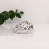 Statement Rings-Nature Inspired Leaf Vine Ring Setting w Natural Diamond Accents in 14K Solid Gold | Marquise 8x4 10x5 12x6 | Bypass Ring | Customizable - NNJGemstones