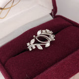 Statement Rings-Nature Inspired Leaf Vine Ring Setting w Natural Diamond Accents in 14K Solid Gold | Marquise 8x4 10x5 12x6 | Bypass Ring | Customizable - NNJGemstones