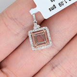 Pendants-Art Deco Pendant Setting W Natural Earth Mined Diamond Accents in 14K Solid Gold | Square Princess Shape 6mm 6.5mm 7mm | Customizable - NNJGemstones