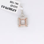 Pendants-Art Deco Pendant Setting W Natural Earth Mined Diamond Accents in 14K Solid Gold | Square Princess Shape 6mm 6.5mm 7mm | Customizable - NNJGemstones