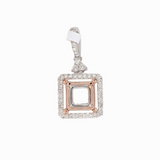 Art Deco Pendant Setting W Natural Earth Mined Diamond Accents in 14K Solid Gold | Square Princess Shape