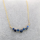 Pendants-Blue Sapphire Necklace in 14K Solid Gold | Natural Sustainable Jewelry | Round Gems | September Birthstone - NNJGemstones