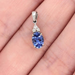 Pendants-Classic Tanzanite Pendant W Natural Diamond Accents in 14K Solid Gold | Oval Shape 7x5mm 8x6mm | December Birthstone | Customizable - NNJGemstones