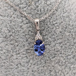 Pendants-Classic Tanzanite Pendant W Natural Diamond Accents in 14K Solid Gold | Oval Shape 7x5mm 8x6mm | December Birthstone | Customizable - NNJGemstones