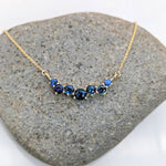 Pendants-Blue Sapphire Necklace in 14K Solid Gold | Natural Sustainable Jewelry | Round Gems | September Birthstone - NNJGemstones