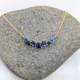 Pendants-Blue Sapphire Necklace in 14K Solid Gold | Natural Sustainable Jewelry | Round Gems | September Birthstone - NNJGemstones