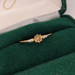 Statement Rings-Tasteful Ring Semi Mount w Diamond Accents | 14K Solid Gold | Round 4mm 5mm | Petite Ring | Ring Blank | 8 prong | Gemstone Setting | Custom - NNJGemstones