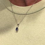 Pendants-Classic Tanzanite Pendant W Natural Diamond Accents in 14K Solid Gold | Oval Shape 7x5mm 8x6mm | December Birthstone | Customizable - NNJGemstones