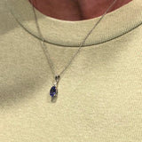 Pendants-Classic Tanzanite Pendant W Natural Diamond Accents in 14K Solid Gold | Oval Shape 7x5mm 8x6mm | December Birthstone | Customizable - NNJGemstones