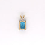 Pendants-Solitaire Swiss Blue Topaz Pendant in Solid 14k White, Yellow or Rose Gold | Emerald Cut | Rabbit Bail | Blue Gemstone | November | Sizes - NNJGemstones