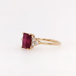 Stunning Bright Red Ruby Ring | Solid 14K Gold | Natural Diamond | Emerald Cut 8x6mm