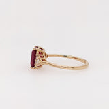 Stunning Bright Red Ruby Ring | Solid 14K Gold | Natural Diamond | Emerald Cut 8x6mm