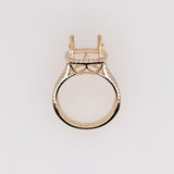 Engagement Rings-Statement Ring Setting w Natural Diamond Halo in 14K Solid Gold | Cushion 14x10mm I Triple Split Shank | Engagement Ring | Customizable - NNJGemstones