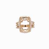 Engagement Rings-Statement Ring Setting w Natural Diamond Halo in 14K Solid Gold | Cushion 14x10mm I Triple Split Shank | Engagement Ring | Customizable - NNJGemstones