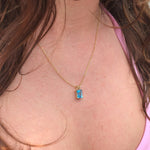 Pendants-Solitaire Swiss Blue Topaz Pendant in Solid 14k White, Yellow or Rose Gold | Emerald Cut | Rabbit Bail | Blue Gemstone | November | Sizes - NNJGemstones