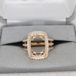 Engagement Rings-Statement Ring Setting w Natural Diamond Halo in 14K Solid Gold | Cushion 14x10mm I Triple Split Shank | Engagement Ring | Customizable - NNJGemstones