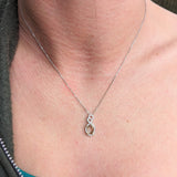 Pendants-Infinity Sweetheart Pendant Setting W Natural Diamond Accents in 14K Solid Gold | Oval Shape 6x4 7x5 8x6 | Dainty Jewelry | Customizable - NNJGemstones