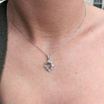 Pendants-Snowflake Design Pendant Setting W Natural Diamond Accents in 14K Solid Gold | Oval Shape 8x6 9x7 10x8 | Dainty Jewelry | Customizable - NNJGemstones