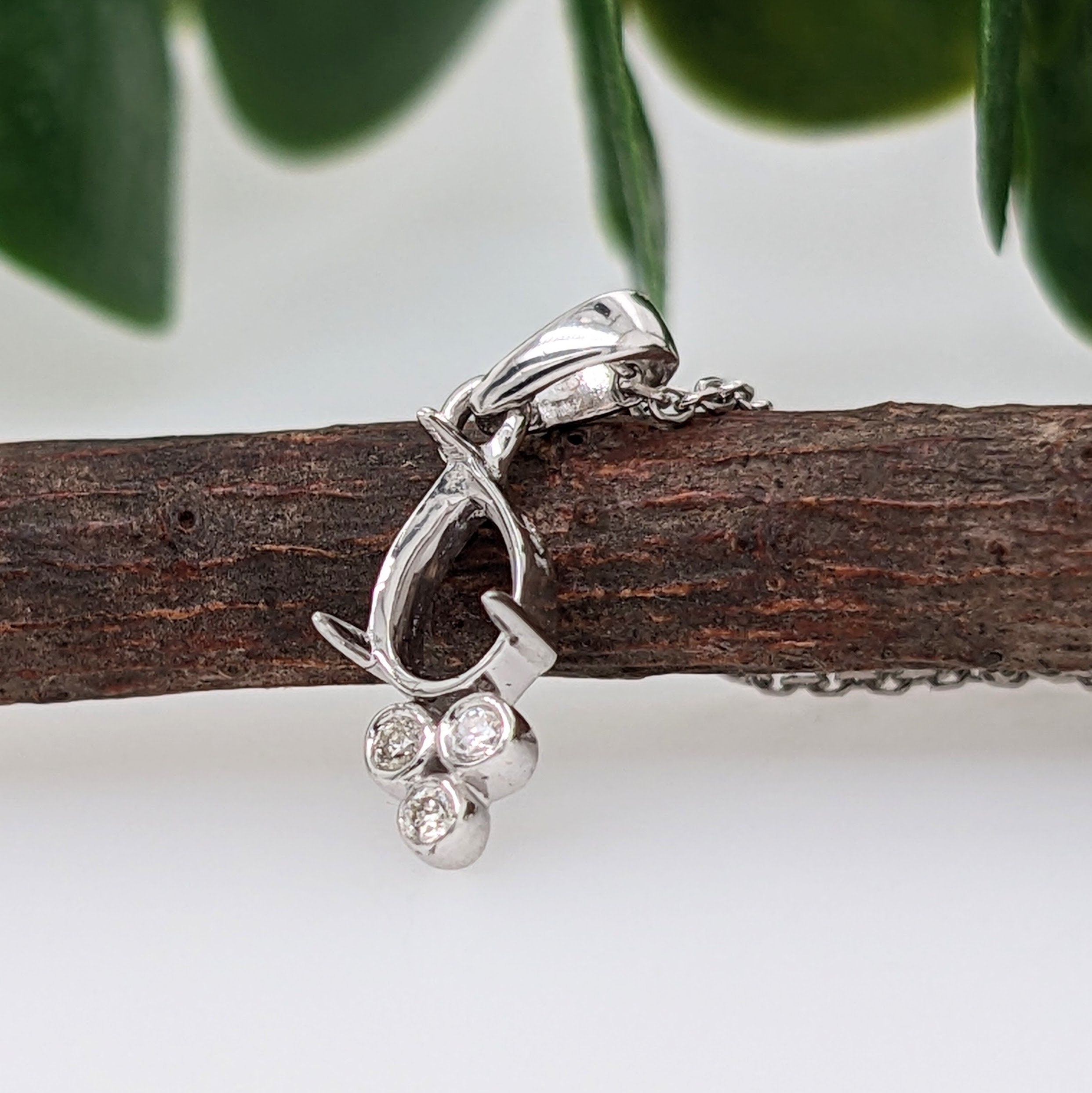 Pendants-Cute Minimalist Pendant Setting W Natural Diamond Accents in 14K Solid Gold | Pear Shape 5x3 6x4 7x5 8x6 | Dainty Jewelry | Customizable - NNJGemstones