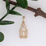 Pendants-Charming Art Deco Pendant Setting W Natural Diamond Accents in 14K Solid Gold | Emerald Cut 9x7 10x8 11x9 14x12 | Customizable - NNJGemstones