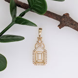 Pendants-Charming Art Deco Pendant Setting W Natural Diamond Accents in 14K Solid Gold | Emerald Cut 9x7 10x8 11x9 14x12 | Customizable - NNJGemstones