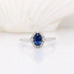 Statement Rings-Petite Ring Setting W Natural Diamond Halo in 14K Solid Gold | Oval Shape 5x3 6x4 7x5 | Daily Wear Jewelry | Promise Ring | Customizable - NNJGemstones