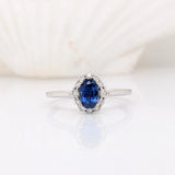 Statement Rings-Petite Ring Setting W Natural Diamond Halo in 14K Solid Gold | Oval Shape 5x3 6x4 7x5 | Daily Wear Jewelry | Promise Ring | Customizable - NNJGemstones