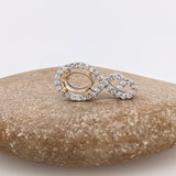 Pendants-Infinity Sweetheart Pendant Setting W Natural Diamond Accents in 14K Solid Gold | Oval Shape 6x4 7x5 8x6 | Dainty Jewelry | Customizable - NNJGemstones