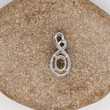 Pendants-Infinity Sweetheart Pendant Setting W Natural Diamond Accents in 14K Solid Gold | Oval Shape 6x4 7x5 8x6 | Dainty Jewelry | Customizable - NNJGemstones