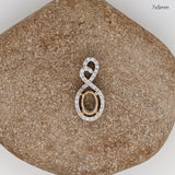 Pendants-Infinity Sweetheart Pendant Setting W Natural Diamond Accents in 14K Solid Gold | Oval Shape 6x4 7x5 8x6 | Dainty Jewelry | Customizable - NNJGemstones